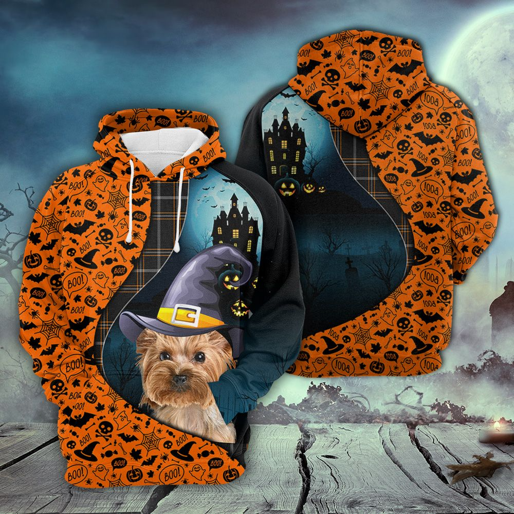 Yorkshire Terrier And Halloween Pullover Premium Hoodie, Perfect Outfit For Men And Women On Christmas New Year Autumn Winter