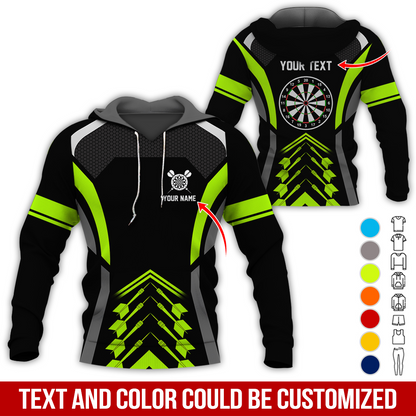 Customized Name & Text Darts Premium Hoodie, Dartboards Pattern Hoodie For Darts Player, Perfect Gift For Darts Lovers, Friend, Family