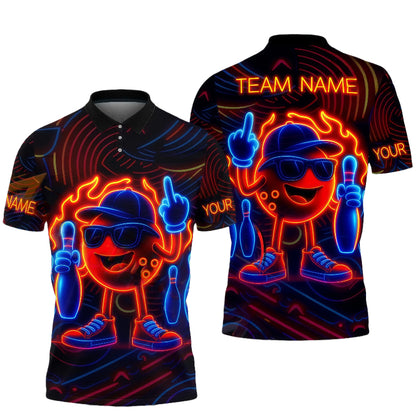 Customized Unisex Polo Shirt, Hip-Hop Bowling Ball Character , Uniform Bowling - Personalized Name And Team Name
