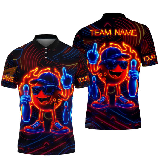 Customized Unisex Polo Shirt, Hip-Hop Bowling Ball Character , Uniform Bowling - Personalized Name And Team Name