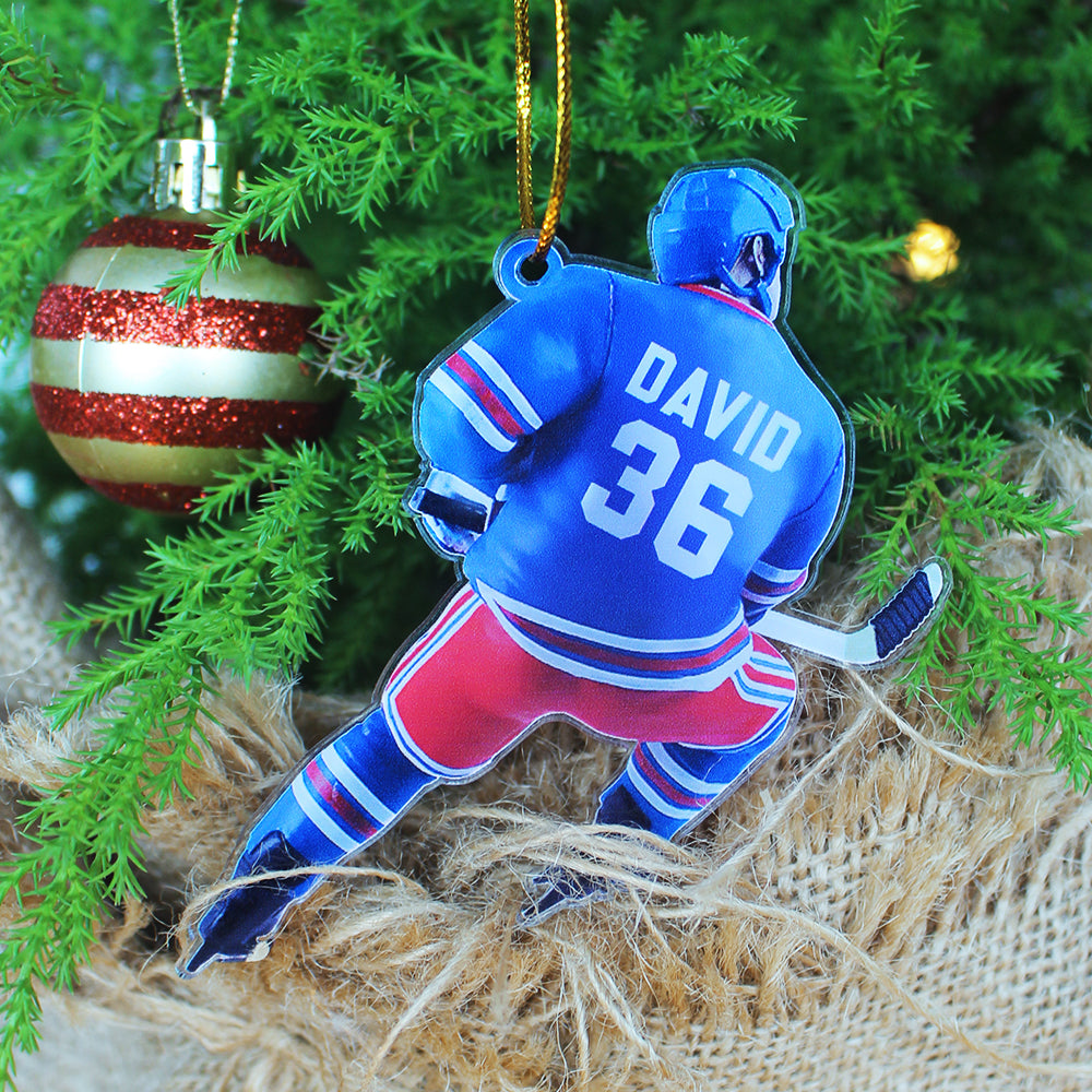 Custom Hockey Acrylic Ornament, Ice Hockey Player Acrylic Ornament - Perfect Gift For Hockey Lover, Christmas, New Year