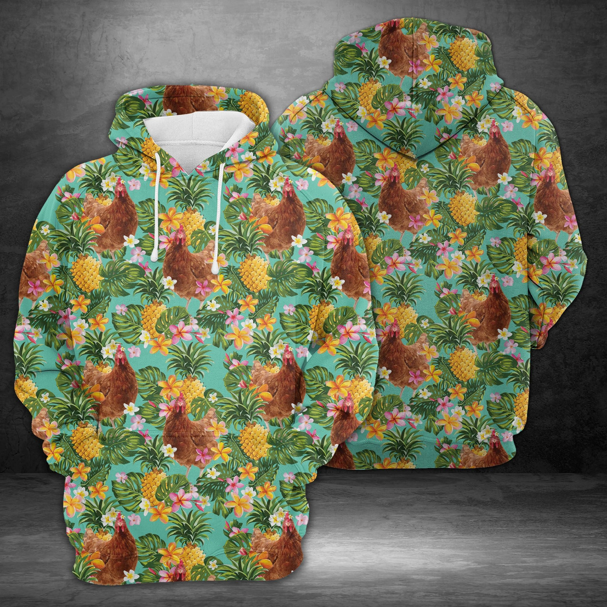 Tropical Pineapple Chicken Pullover Premium Hoodie, Perfect Outfit For Men And Women On Christmas New Year Autumn Winter