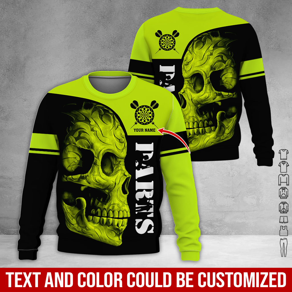 Customized Darts Sweatshirt, Skull Pattern Sweatshirt For Men & Women, Perfect Gift For Darts Lovers, Friend, Family