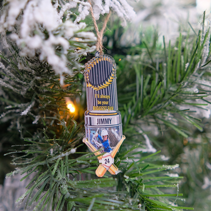 Custom Baseball Trophy Acrylic Ornament, Personalized Photo I'll Always Be Your Biggest Fan Acrylic Ornament - Perfect Gift For Baseball Lover