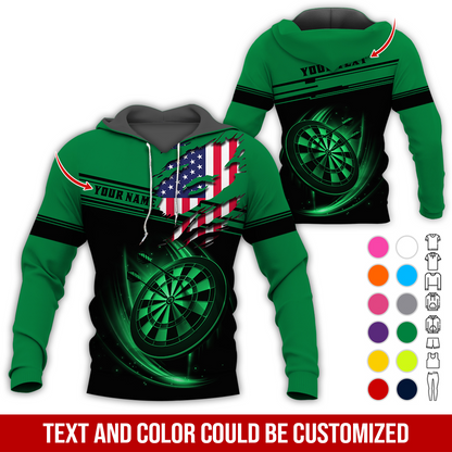Personalized American Flag Darts Premium Hoodie ,Customized Name & Text Darts Premium Hoodie, Perfect Gift For Darts Lovers, Darts Player