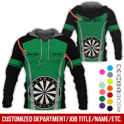 Personalized Name, Text & Department Darts Premium Hoodie, Play Darts Pattern Hoodie, Perfect Gift For Darts Lovers, Friend, Family