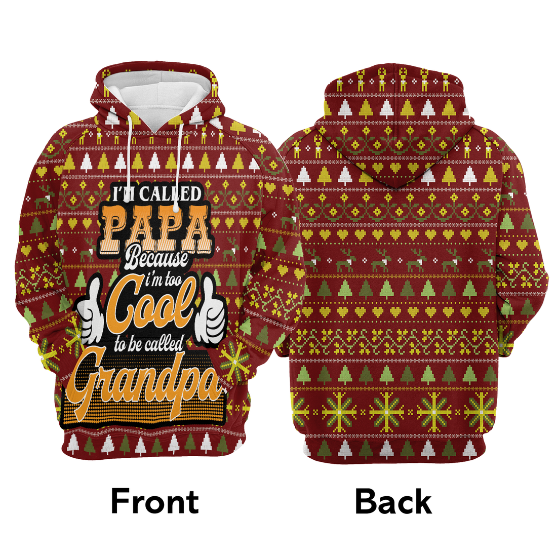 Papa Premium Christmas Hoodie, Papa Too Cool To Be Called Grandpa Unisex Hoodie For Men & Women - Perfect Gift For Christmas, Friends, Family