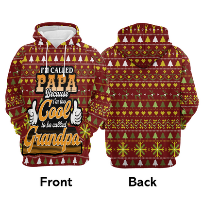 Papa Premium Christmas Hoodie, Papa Too Cool To Be Called Grandpa Unisex Hoodie For Men & Women - Perfect Gift For Christmas, Friends, Family