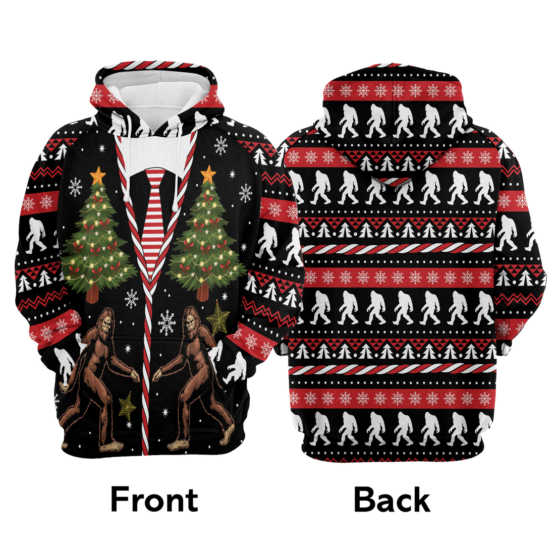 Bigfoot Premium Christmas Hoodie, Vintage Bigfoot Christmas Tree Unisex Red Hoodie For Men & Women - Perfect Gift For Christmas, Family