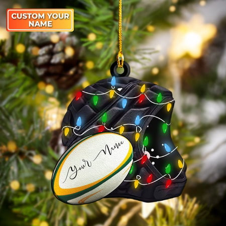 Custom Football Acrylic Christmas Ornament, Personalized Rugby Union Ball Acrylic Ornament For American Football Lover,Christmas,New Year