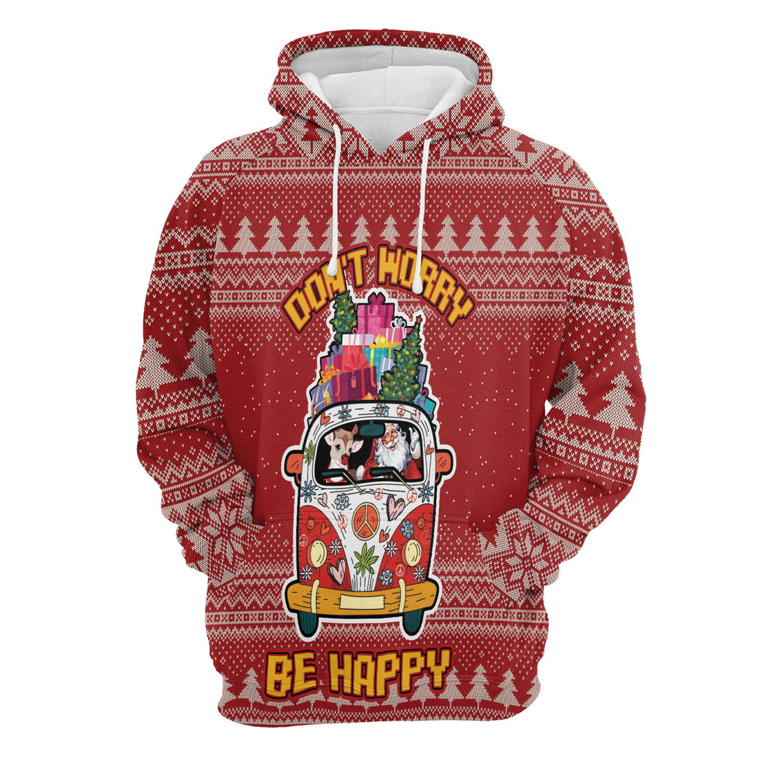 Hippie Style Premium Christmas Hoodie, Don't Worry Be Happy Unisex Hoodie For Men & Women - Perfect Gift For Christmas, Friends, Family