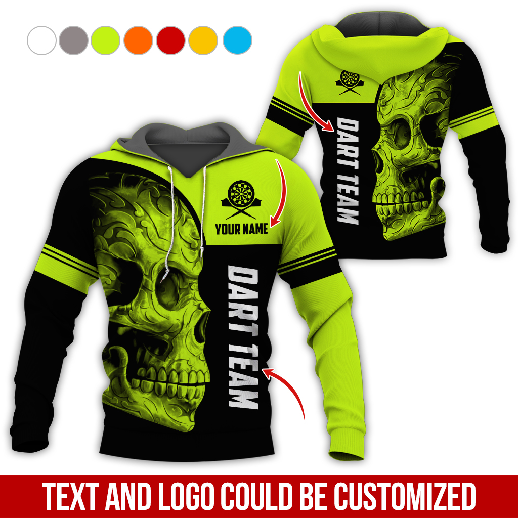 Customized Name & Team Name Darts Skull Premium Hoodie, I Like Darts Hoodie, Perfect Gift For Darts Lovers, Darts Player
