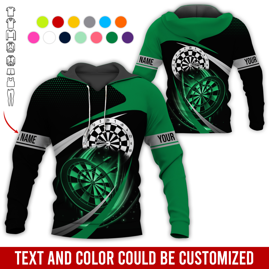 Personalized Darts Premium Hoodie, Customized Name & Text Darts Spot Pattern Black Hoodie, Perfect Gift For Darts Lovers, Friend, Family