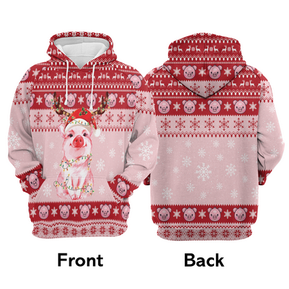 Lovely Pig Premium Christmas Hoodie, Lovely Pig Christmas Unisex Hoodie For Men & Women - Perfect Gift For Christmas, Family, Pig Lover
