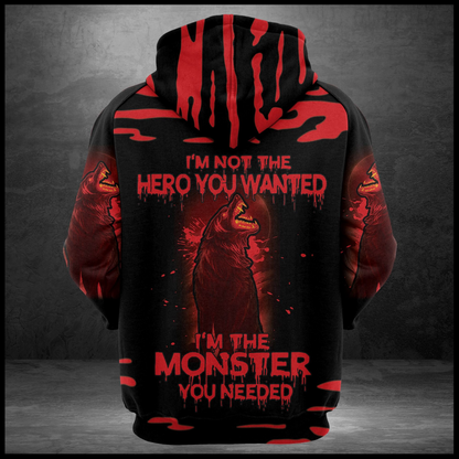Wolf Monster Pullover Premium Hoodie I'm Not The Hero You Wanted, Perfect Outfit For Men And Women On Christmas New Year Autumn Winter