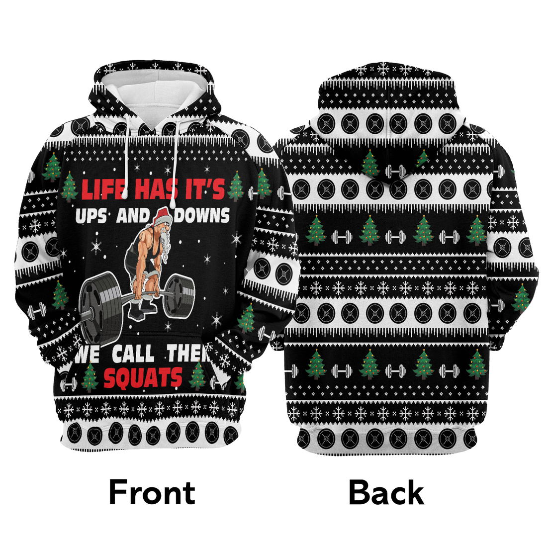 Santa Loves Gym Premium Christmas Hoodie, Life Has It's Ups & Downs Unisex Hoodie For Men & Women - Perfect Gift For Christmas, Family
