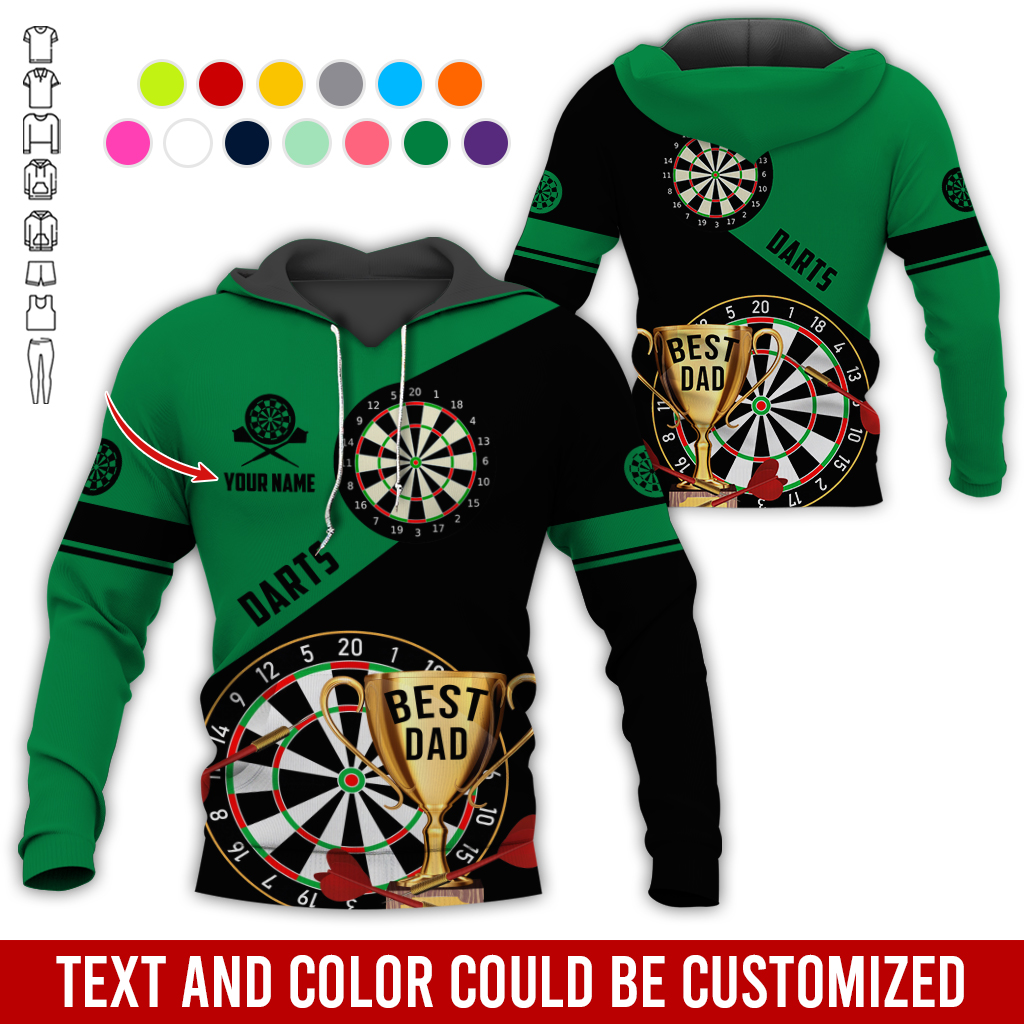 Personalized Darts Best Dad Premium Hoodie, Customized Name Darts Hoodie, Perfect Gift For Darts Lovers, Darts Player