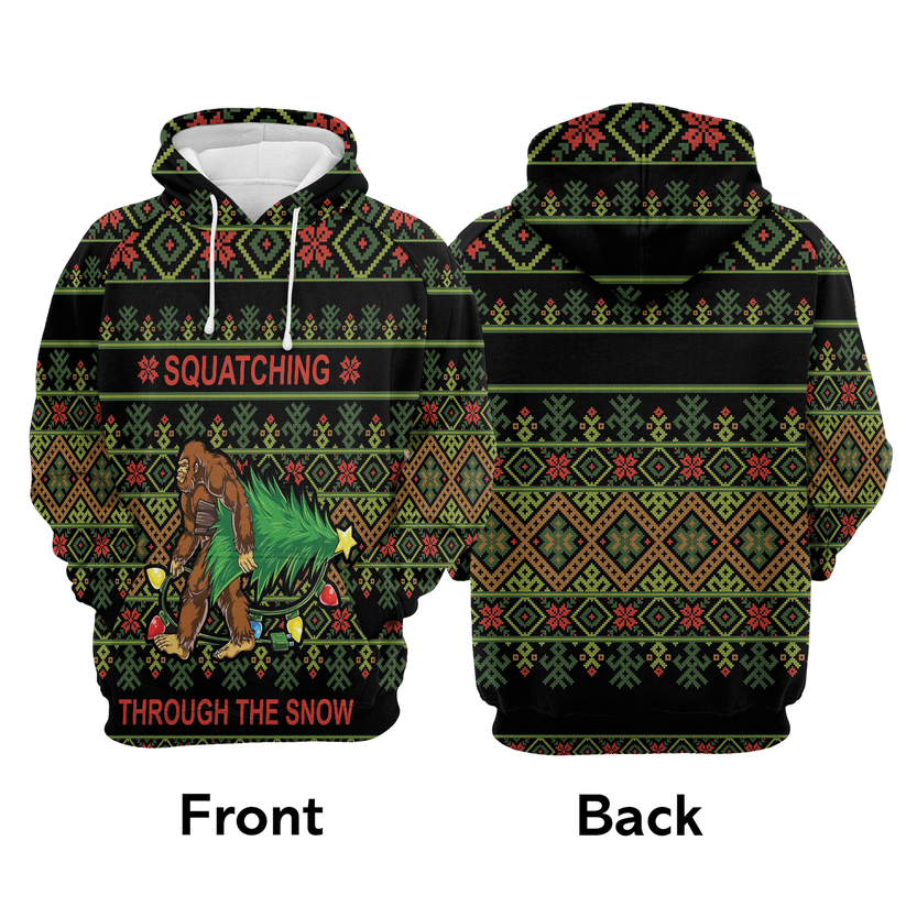 Bigfoot Xmas Premium Christmas Hoodie, Bigfoot Squatching Through The Snow Unisex Hoodie For Men & Women - Perfect Gift For Christmas, Bigfoot Lovers