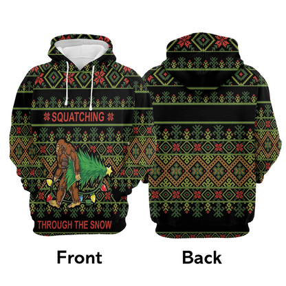 Bigfoot Xmas Premium Christmas Hoodie, Bigfoot Squatching Through The Snow Unisex Hoodie For Men & Women - Perfect Gift For Christmas, Bigfoot Lovers