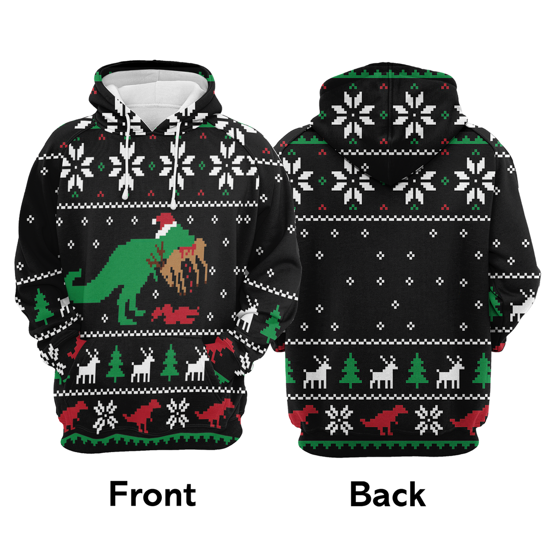 Dinosaur Premium Christmas Hoodie, Dinosaur T-rex Christmas Tree Unisex Red Hoodie For Men & Women - Perfect Gift For Christmas, Family
