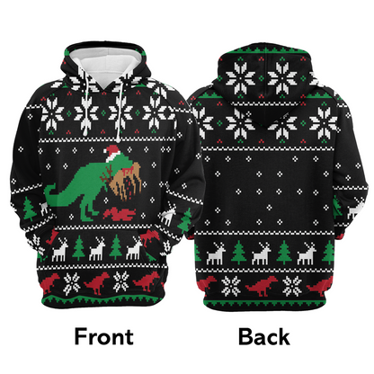 Dinosaur Premium Christmas Hoodie, Dinosaur T-rex Christmas Tree Unisex Red Hoodie For Men & Women - Perfect Gift For Christmas, Family