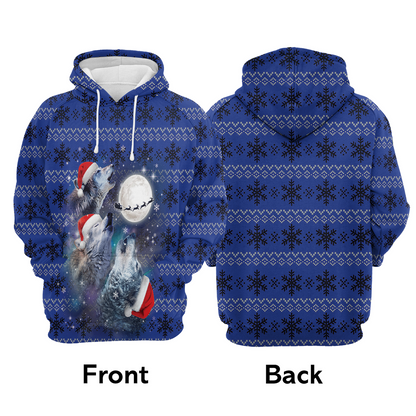 Wolf Xmas Premium Christmas Hoodie, Howling At The Moon Unisex Hoodie For Men & Women - Perfect Gift For Christmas, Wolf Lovers