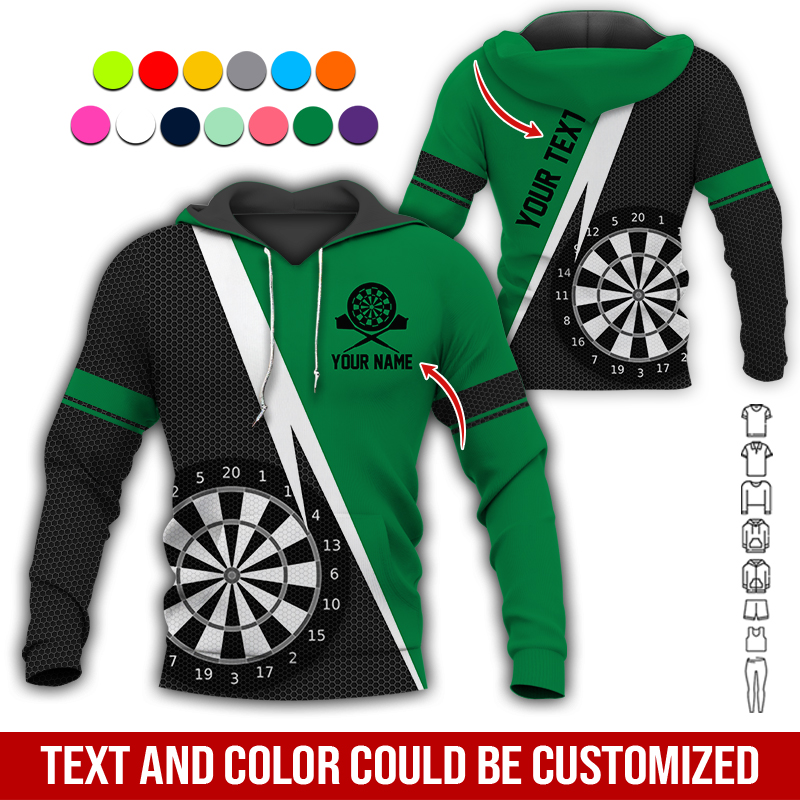 Customized Name & Text Darts Premium Hoodie, Spot Pattern Darts Black Hoodie, Perfect Gift For Darts Lovers, Darts Player