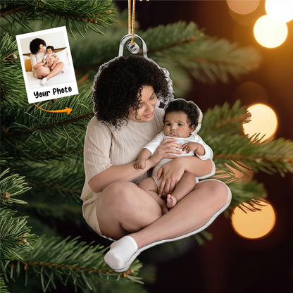 Personalized Acrylic Mom & Infant Photo Ornament, Custom Mother And Her Newborn Baby Photo Acrylic Ornament For Christmas, Best Gift For New Mom, Christmas