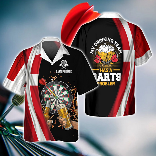 Darts & Beer Hawaii Shirt - My Beer Drinking Team Has A Darts Problem Hawaiian Shirt - Perfect Gift For Darts Lover, Friend, Family