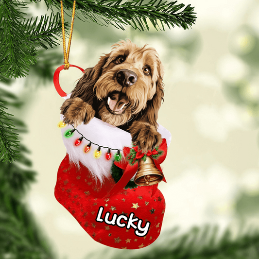 Custom Dog Acrylic Christmas Ornament, Personalized Otterhound In Stocking Christmas Acrylic Ornament for Dog Lover, New Year