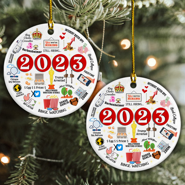 2023 Moments Ceramic Christmas Ornament - 2023 Memorable Moments Circle Ceramic Ornament, Perfect Gift For Christmas, Holiday Decor