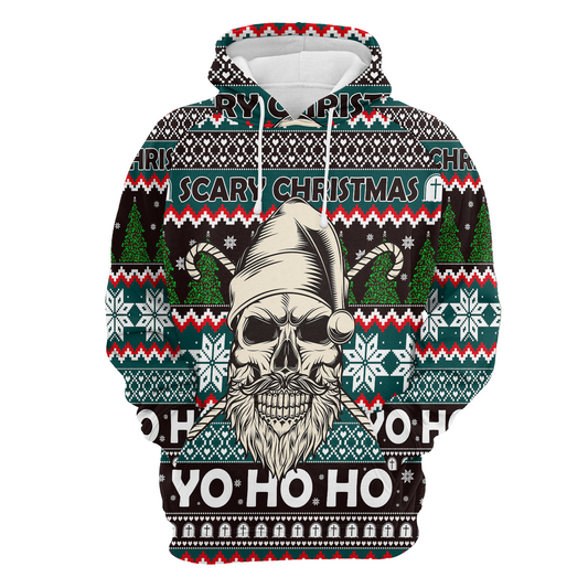 Santa Skull Scary Pullover Premium Hoodie HOHOHO, Perfect Outfit For Men And Women On Christmas New Year Autumn Winter