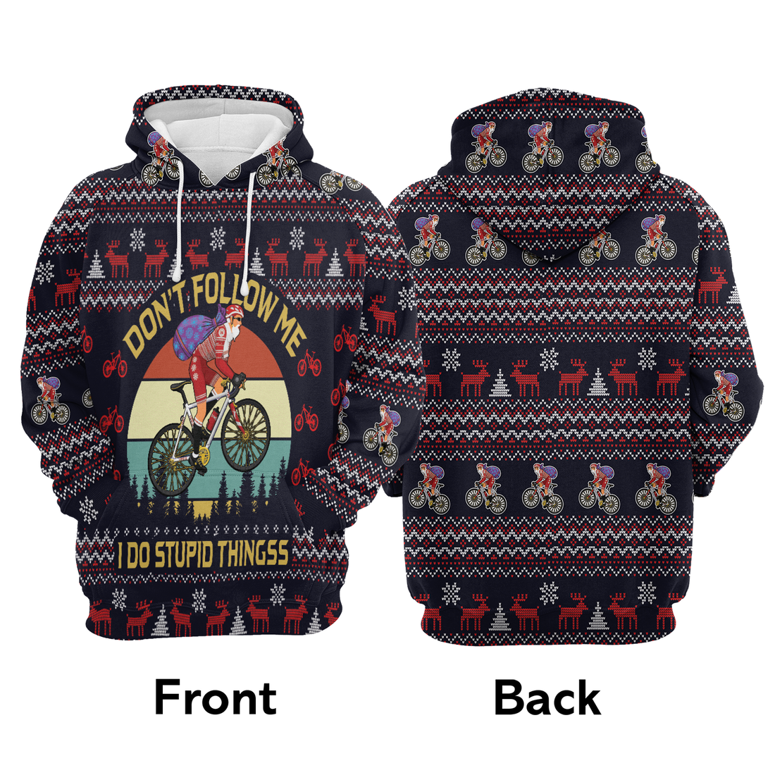 Santa Bike Premium Christmas Hoodie, Satan Claus On Bike Vintage Background Unisex Hoodie For Men & Women - Perfect Gift For Christmas, Family, Biker
