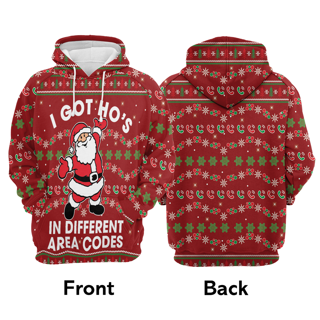 Santa Claus Premium Christmas Hoodie, I Got Ho's In Different Area Codes Unisex Hoodie For Men & Women - Perfect Gift For Christmas, Family