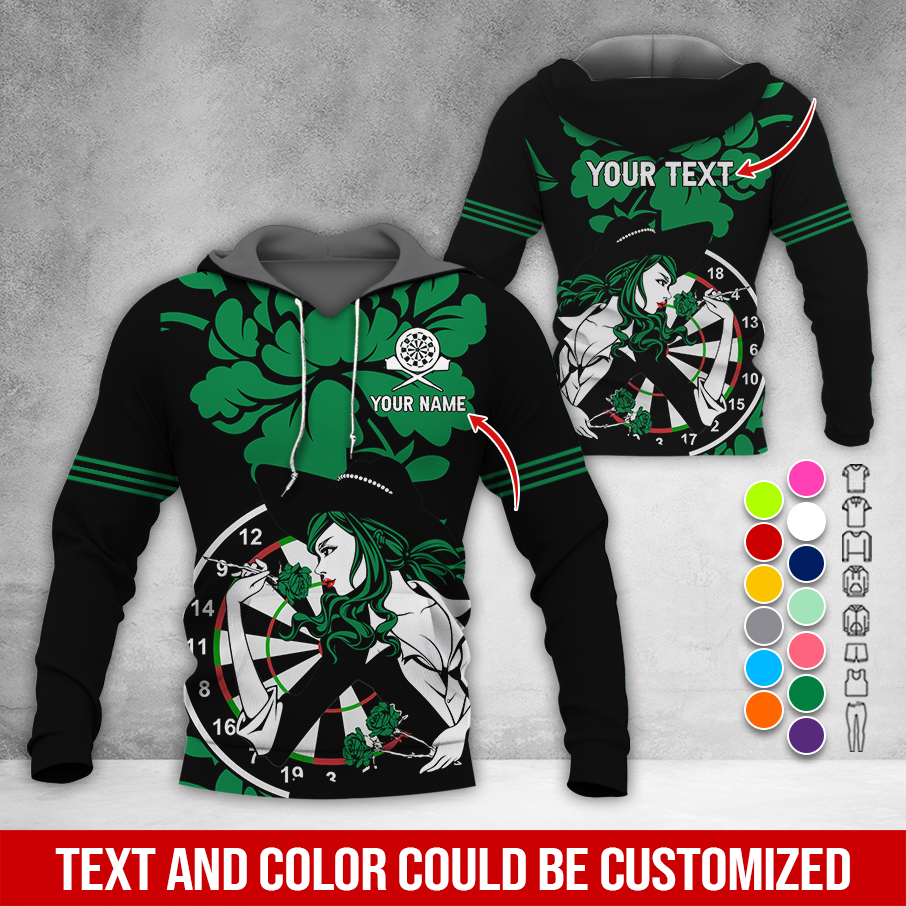 Customized Name & Text Darts Rose Premium Hoodie, Darts & Rose Girl Hoodie, Perfect Gift For Darts Lovers, Friend, Family
