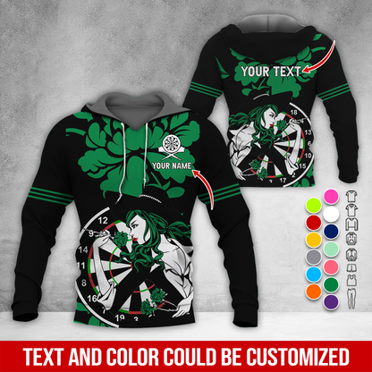 Customized Name & Text Darts Rose Premium Hoodie, Darts & Rose Girl Hoodie, Perfect Gift For Darts Lovers, Friend, Family