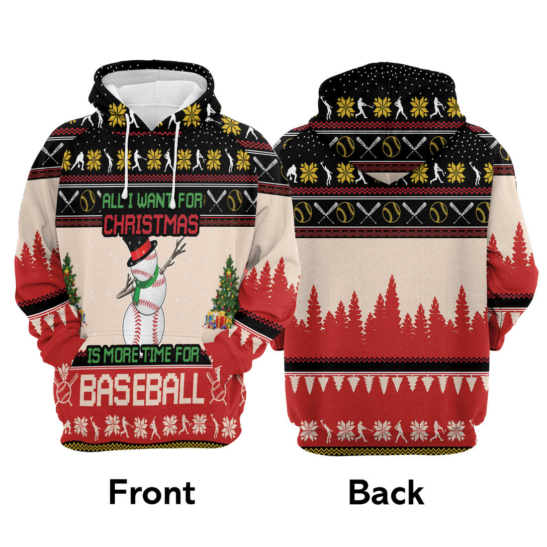 Baseball Premium Christmas Hoodie, All I Want For Christmas Is More Time For Baseball Unisex Hoodie For Men & Women - Perfect Gift For Christmas, Baseball Lovers