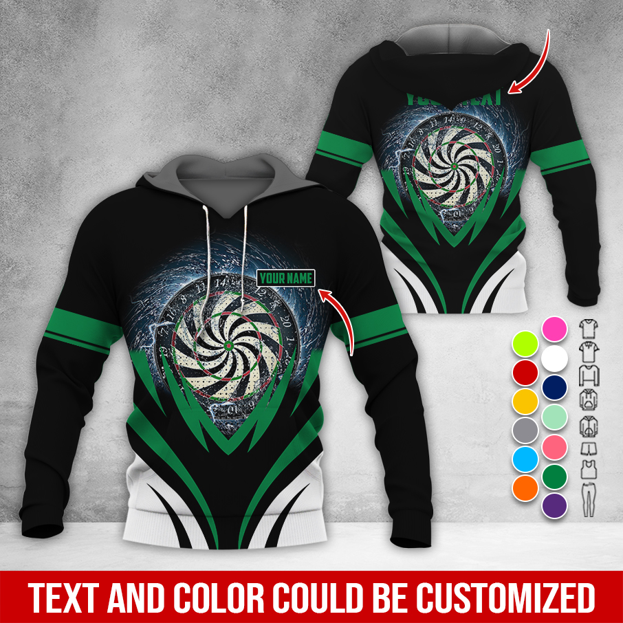 Customized Name & Text Darts Thunder Premium Hoodie, Thunder Vortex Darts Pattern Hoodie, Perfect Gift For Darts Lovers, Friend, Family