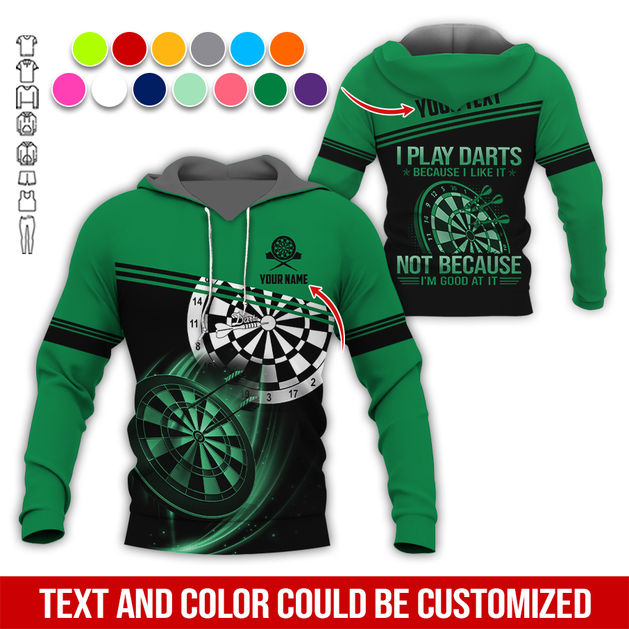 Customized Name & Text Darts Premium Hoodie, I Play Darts Because I Like It Hoodie For Men & Woman, Perfect Gift For Darts Lovers, Darts Player