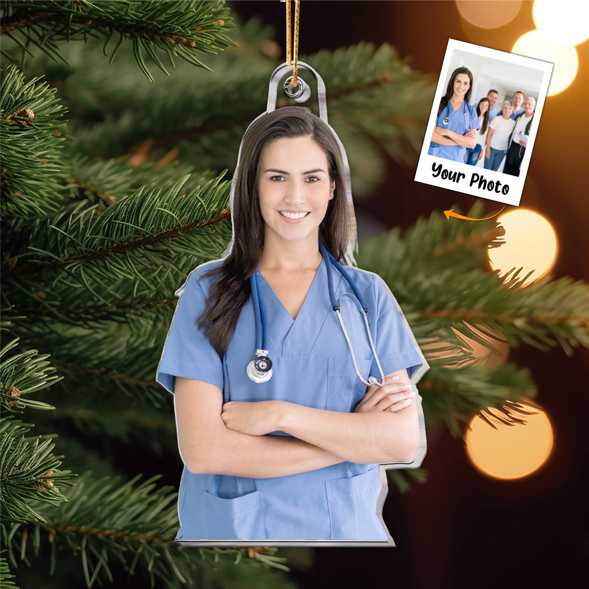 Personalized Acrylic Photo Ornament, Custom Photo Acrylic Ornament For Nurse , Best Ornament For Christmas