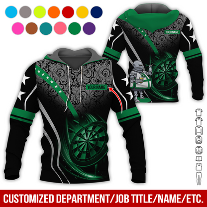 Personalized Darts Knight Armor Premium Hoodie, Customized Name Darts Tropical Pattern Hoodie, Perfect Gift For Darts Lovers, Darts Player