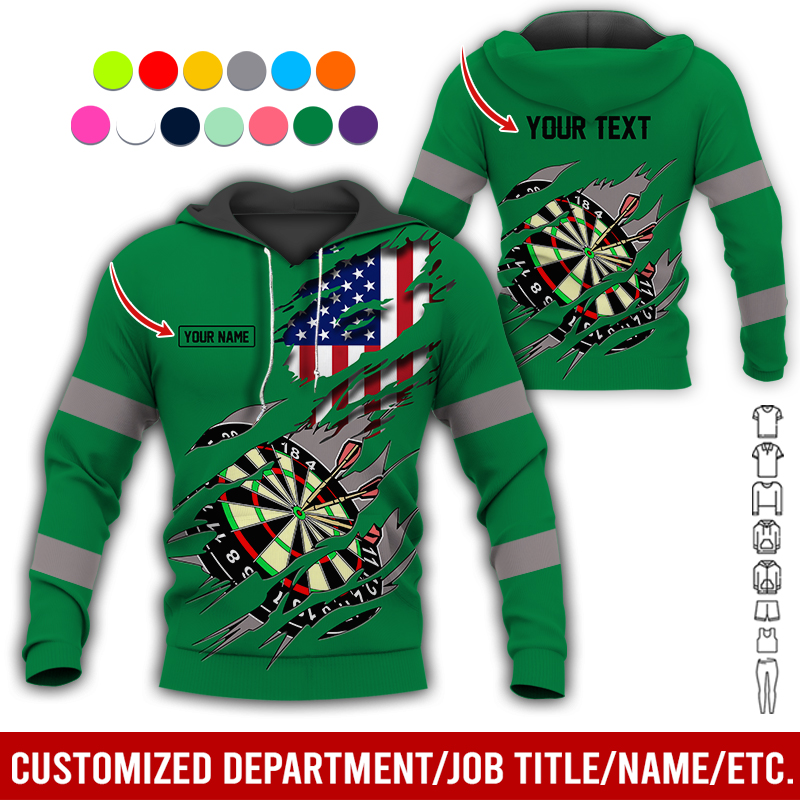 Personalized Darts American Flag Premium Hoodie, Customized Name & Text Darts Hoodie, Perfect Gift For Darts Lovers, Friend, Family