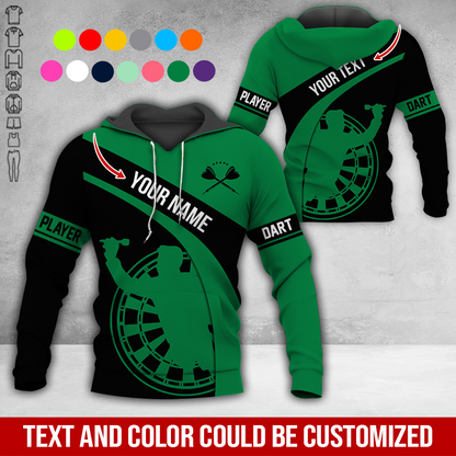 Customized Name & Text Darts Premium Hoodie, Darts Player Pattern Hoodie, Perfect Gift For Darts Lovers, Darts Player