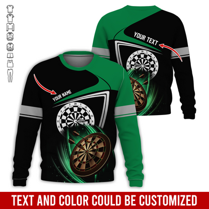 Customized Darts Sweatshirt, Personalized Name & Text Sweatshirt, Darts Pattern Sweatshirt, Perfect Gift For Darts Lovers, Darts Player