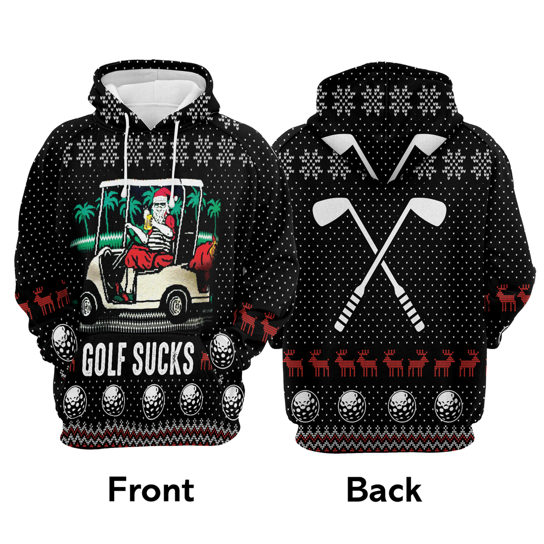 Golf Premium Christmas Hoodie, Santa Golf Sucks & beer Christmas Unisex Hoodie For Men & Women - Perfect Gift For Christmas, Friends, Family