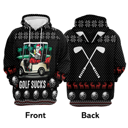 Golf Premium Christmas Hoodie, Santa Golf Sucks & beer Christmas Unisex Hoodie For Men & Women - Perfect Gift For Christmas, Friends, Family