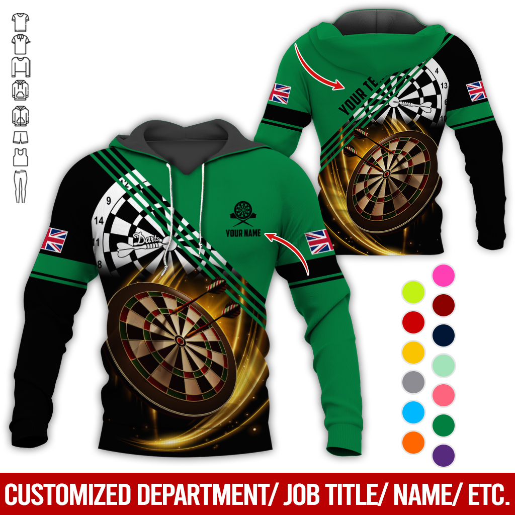 Customized Flag Darts Premium Hoodie, Personalized National Flag & Darts Pattern Hoodie For Men & Women, Perfect Gift For Darts Lovers, Friend, Family