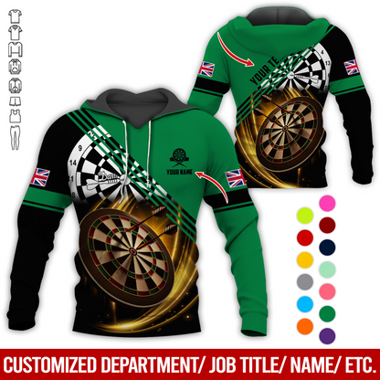 Customized Flag Darts Premium Hoodie, Personalized National Flag & Darts Pattern Hoodie For Men & Women, Perfect Gift For Darts Lovers, Friend, Family