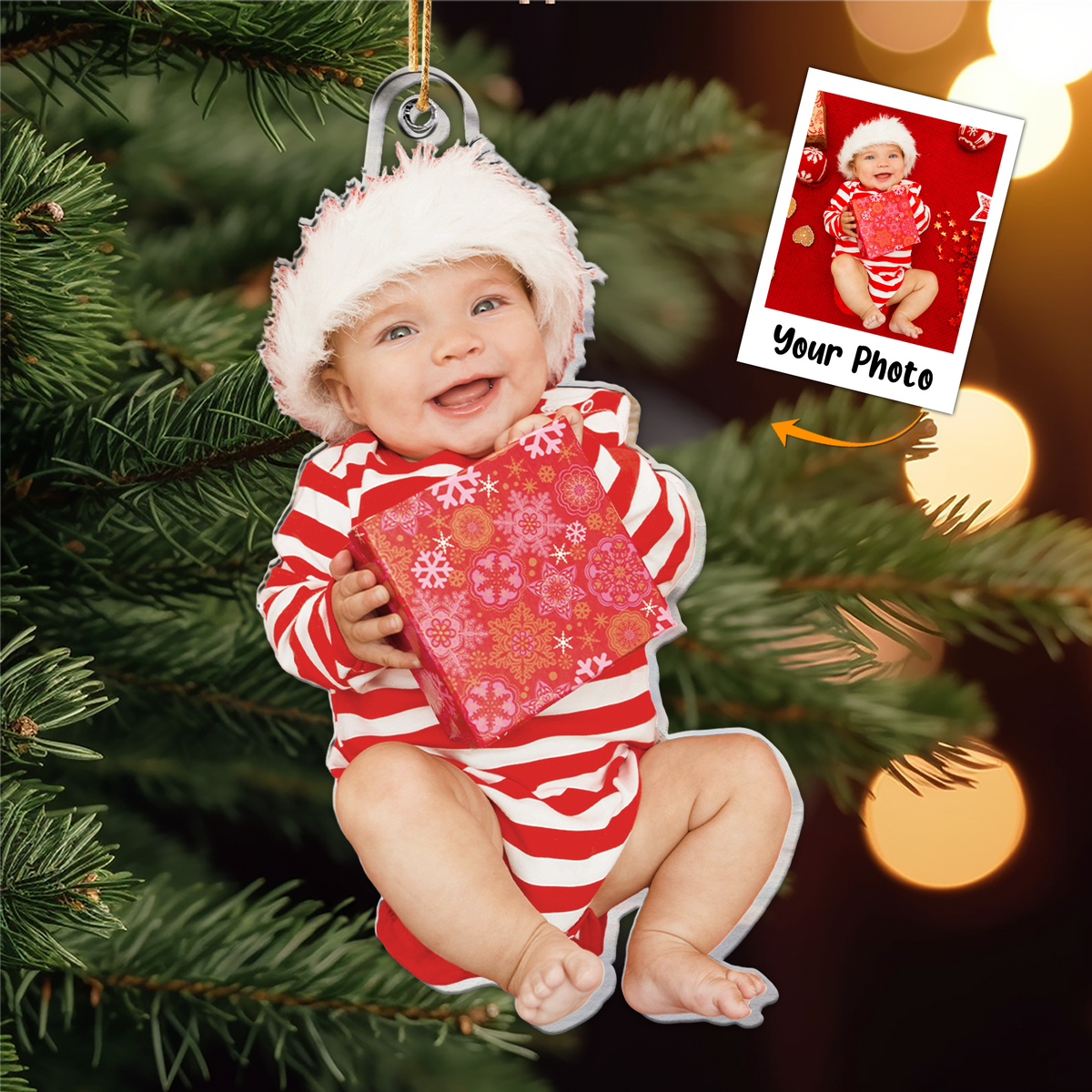 Personalized Acrylic Baby Photo Ornament, Funny Baby Acrylic Ornament For Parents, Best Ornament For Christmas, Friends, Family