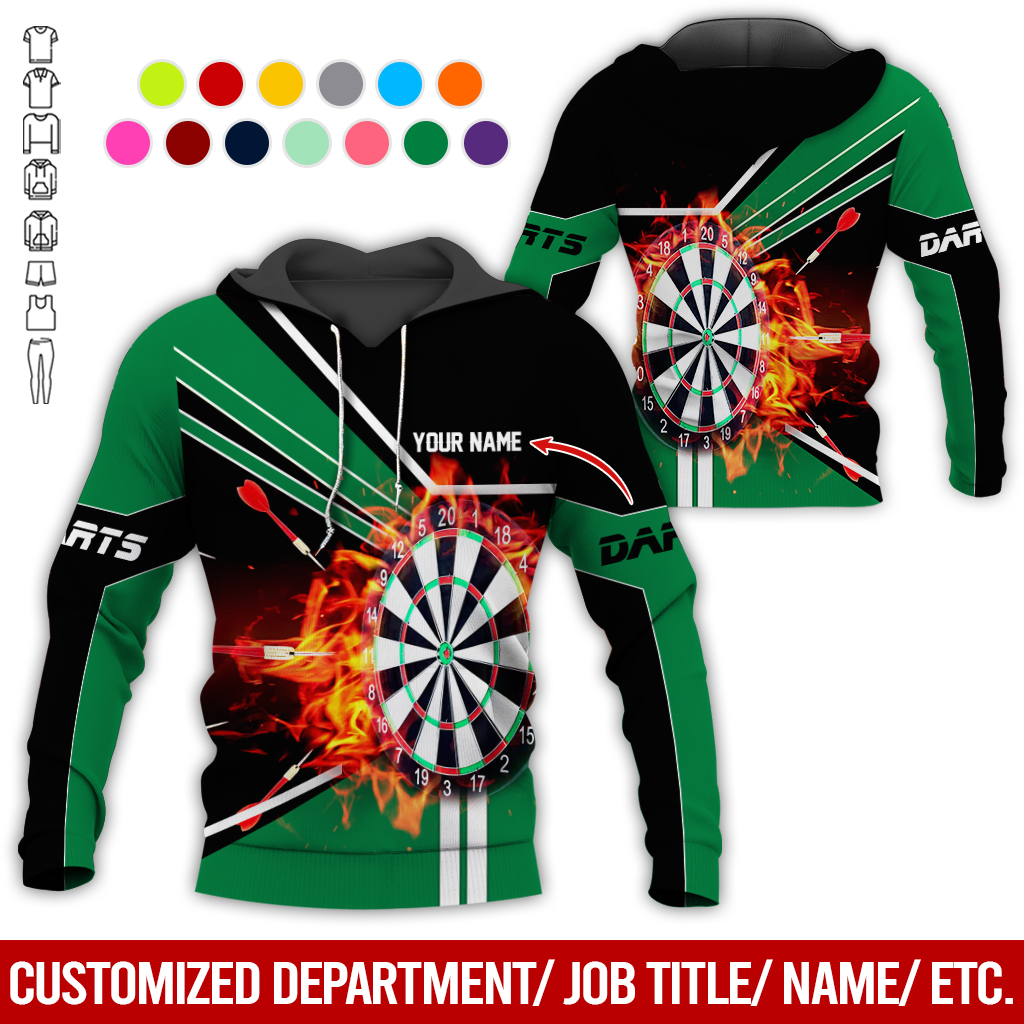 Customized Darts Flaming Premium Hoodie, Personalized Name Darts Hoodie, Perfect Gift For Darts Lovers, Darts Player